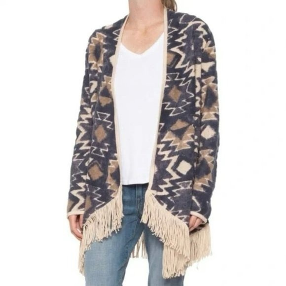 Lucky Brand Sweaters - Lucky Brand Aztec Print Fringed Brushed Knit Cardigan Sweater‎ Cardigan Size XL